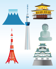 Japan attractions illustration 