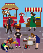 Illustration material of flea market