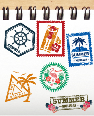 夏天郵票樣式例證材料
