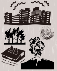 Silhouettes of natural disasters and abnormal weather