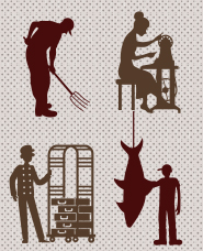 Silhouettes of various occupations