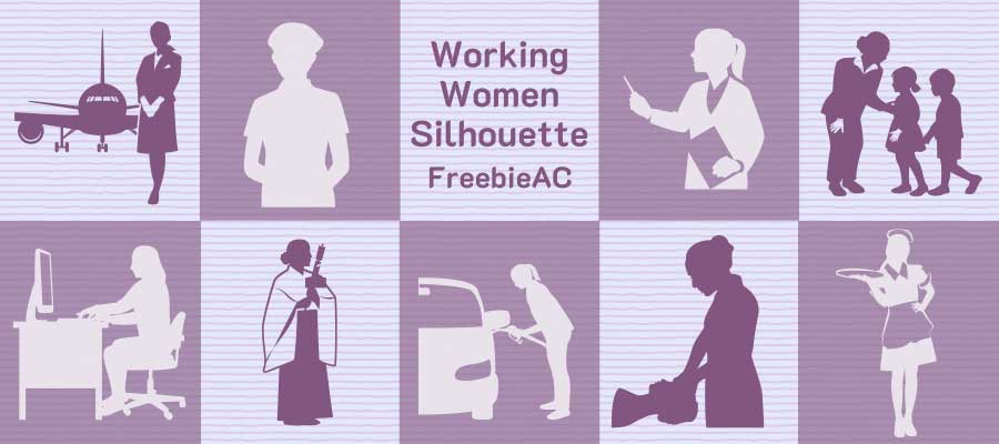 働く女性のシルエット