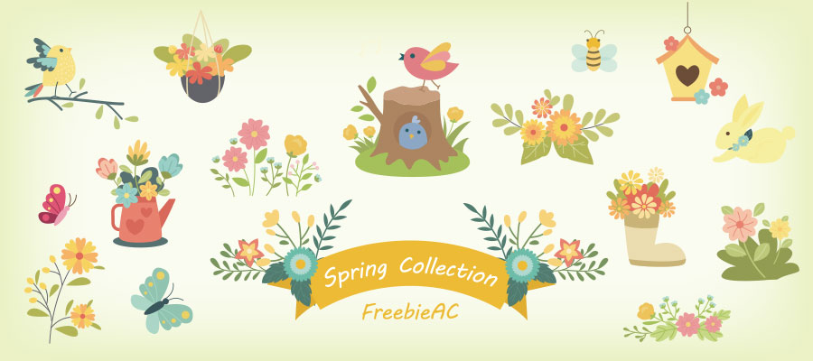 春のイラストコレクション 無料素材ならフリービーac