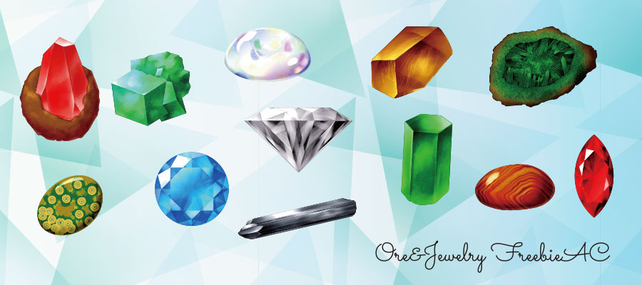 Illustration of gems and ores