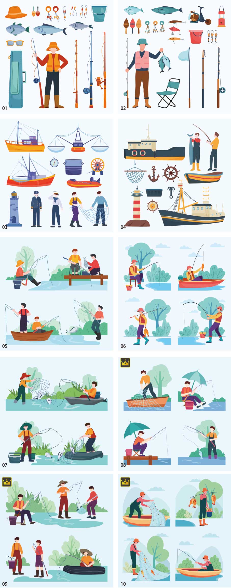 Fisherman Illustration Collection