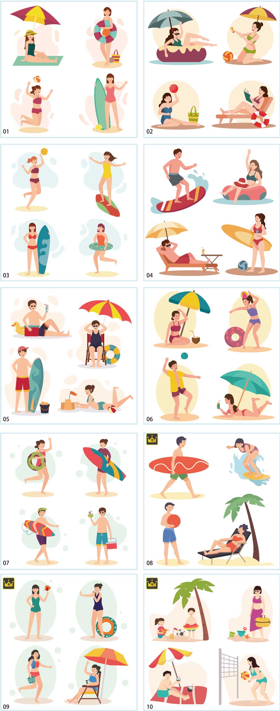 Beach illustration collection