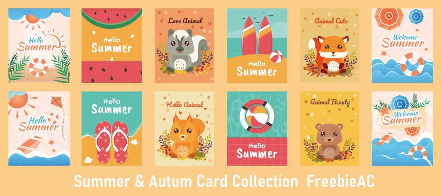 Summer and autumn card templates