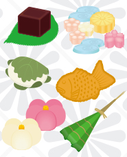 Illustration of Japanese sweets