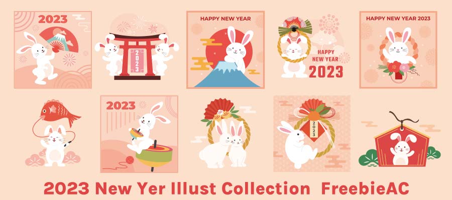 bộ sưu tập minh họa thiệp năm mới cho năm con thỏ