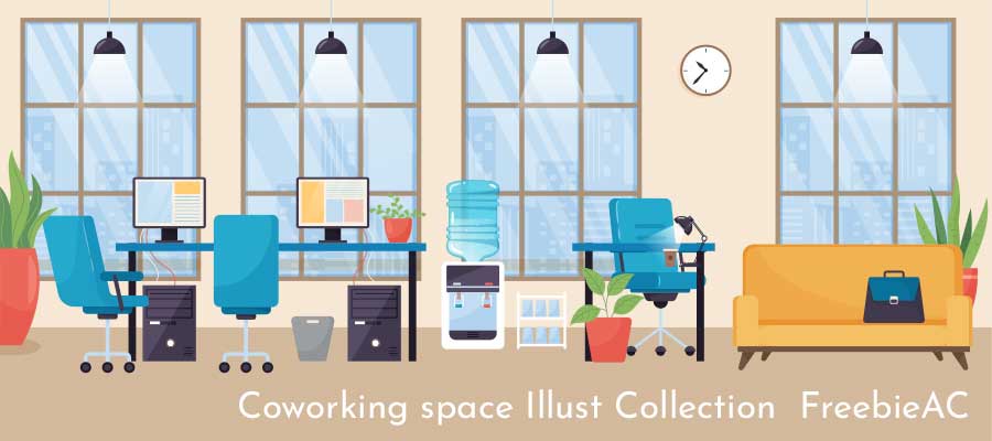 Coworking space illustration collection