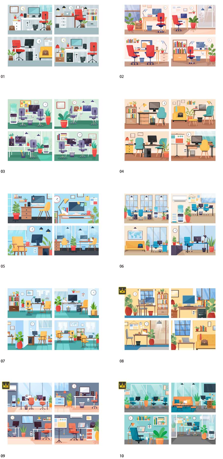 Coworking space illustration collection