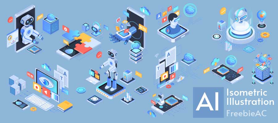 AI isometric illustration collection