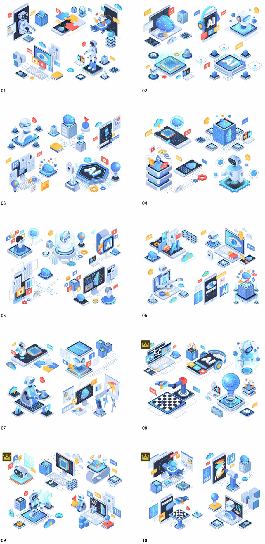 AI isometric illustration collection