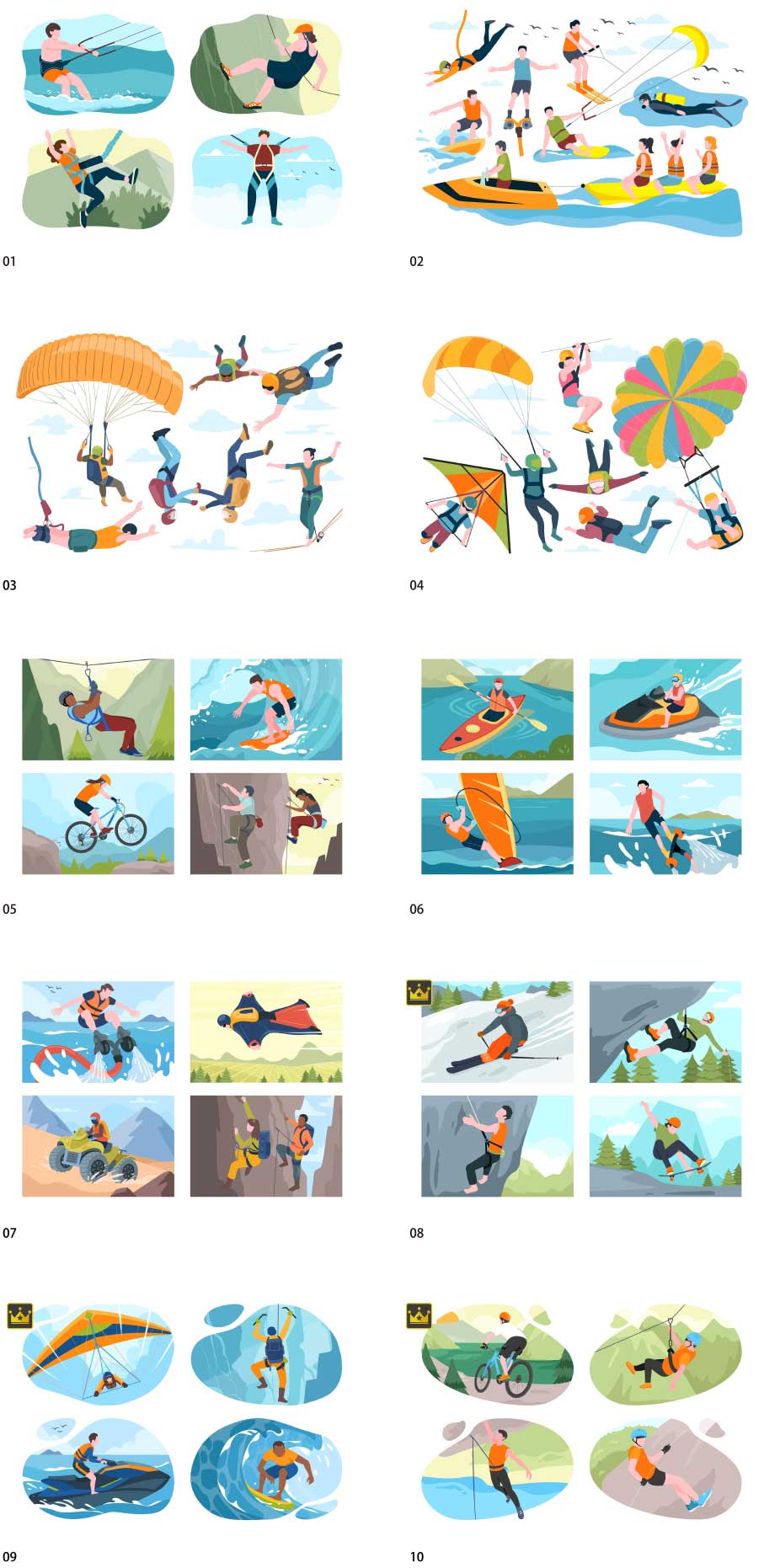 Adventure sports illustration collection