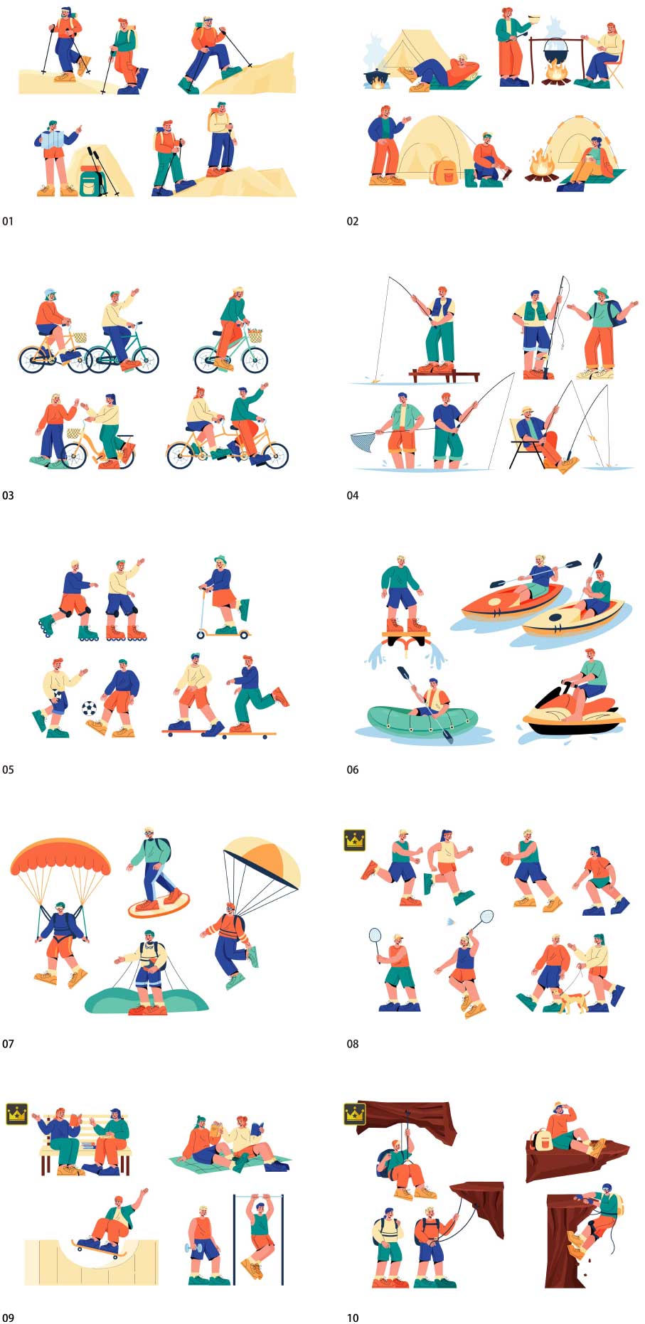 Outdoor activities illustration collection