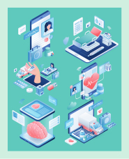 Isometric illustration collection of telemedicine services