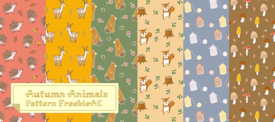 Autumn and animal pattern illustration